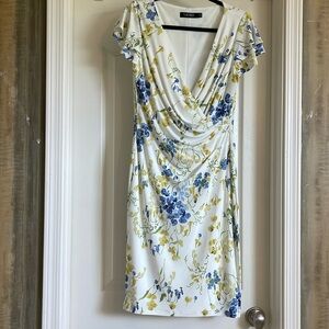 Lauren, Ralph Lauren dress size 6 cream, off-white blue gold/yellow